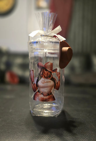 Black Cowgirl Tumblers (16oz) w/Cowgirl Hat Keychain