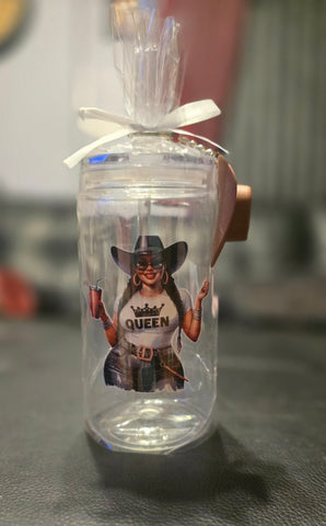 Black Cowgirl Tumblers (16oz) w/Cowgirl Hat Keychain