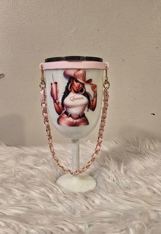 Black Cowgirl 10oz Stemmed Wine Tumbler w/Rope Handle