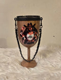 Black Cowgirl Stemmed 10oz Wine Tumbler w/Rope Handle