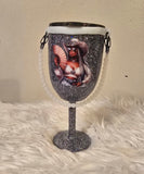 Black Cowgirl 10oz Stemmed Wine Tumbler w/Rope Handle