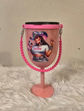 Black Cowgirl 10oz Stemmed Wine Tumbler w/Rope Handle