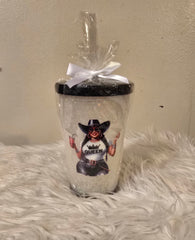 Black Cowgirl Drinking Cup w/Straw (16oz)