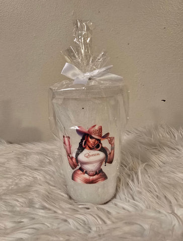 Black Cowgirl Drinking Cup w/Straw (16oz)