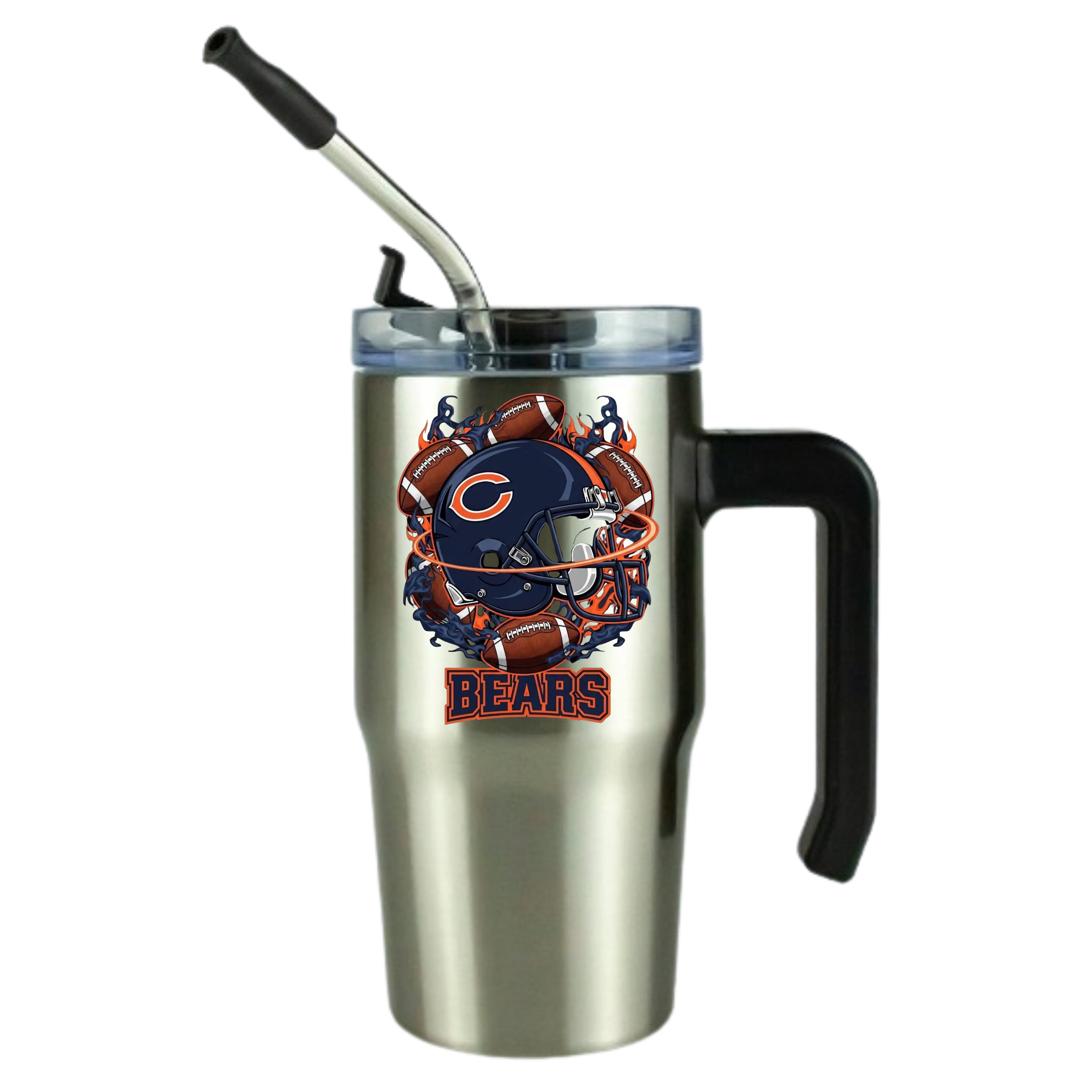 12oz Clear Grippy Football Travel Mug