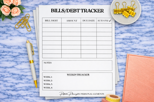 Bills/Debt Tracker Page Inserts