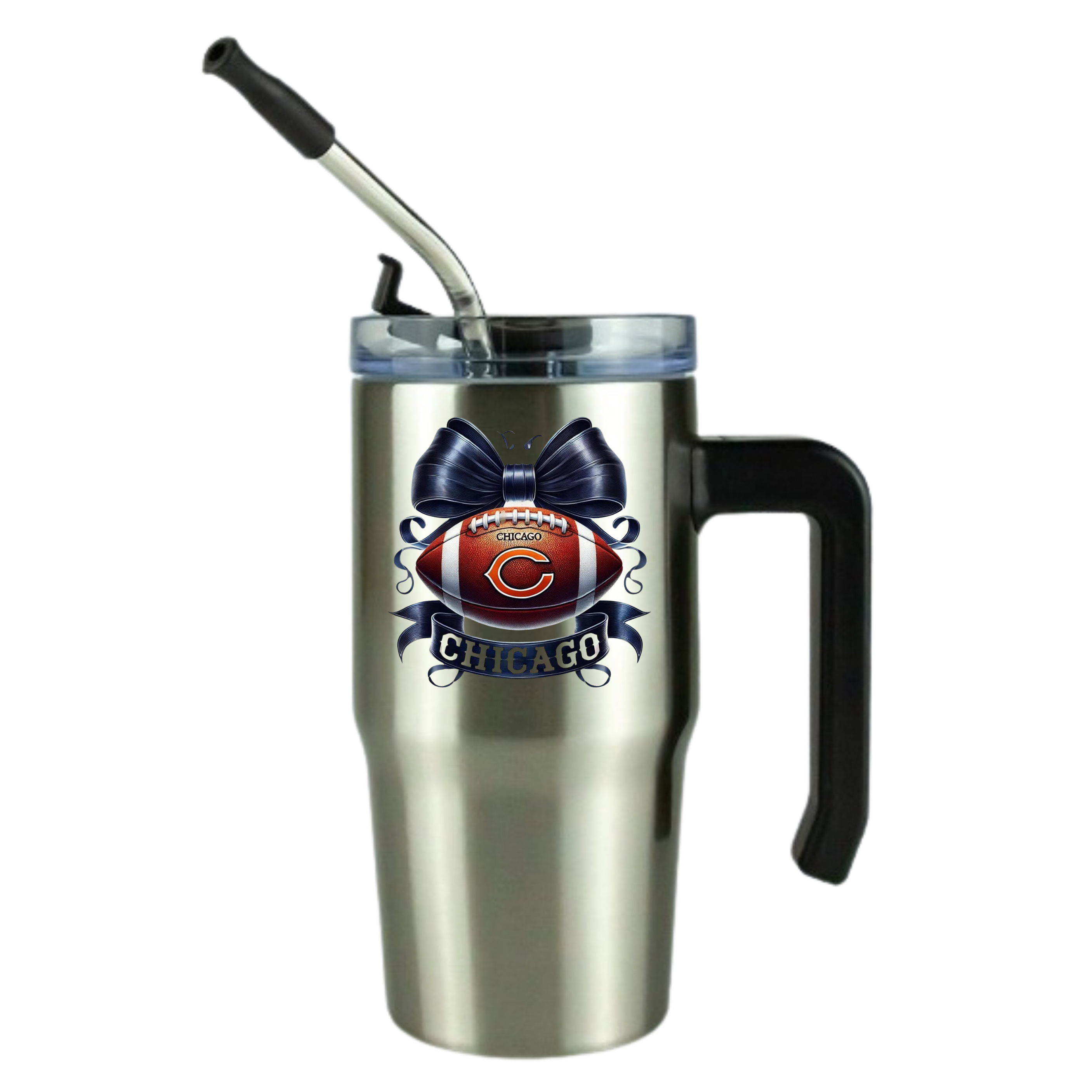 12oz Clear Grippy Football Travel Mug