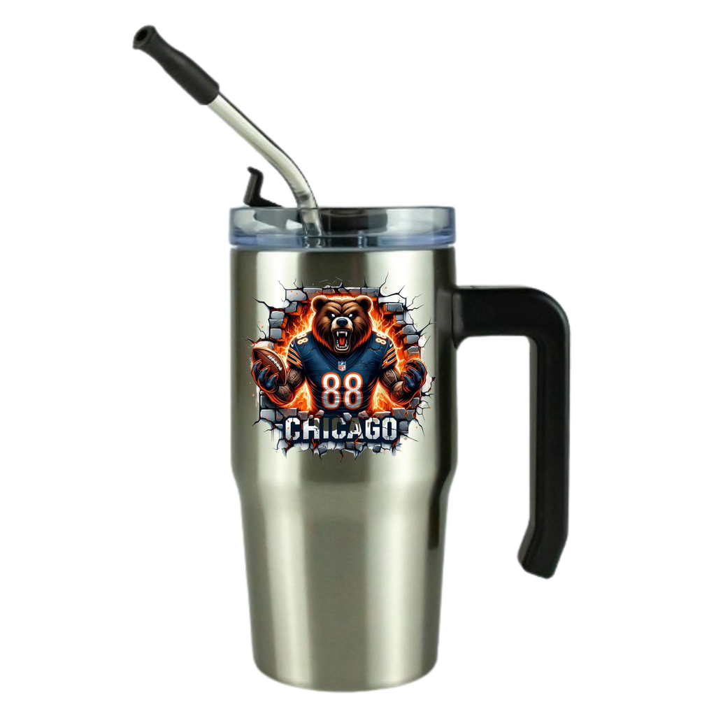 12oz Clear Grippy Football Travel Mug