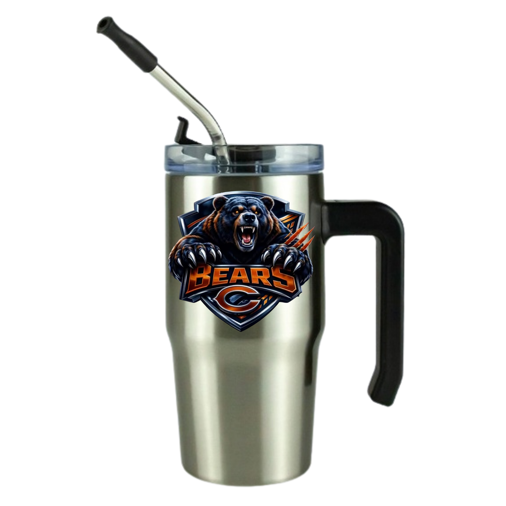 12oz Clear Grippy Football Travel Mug