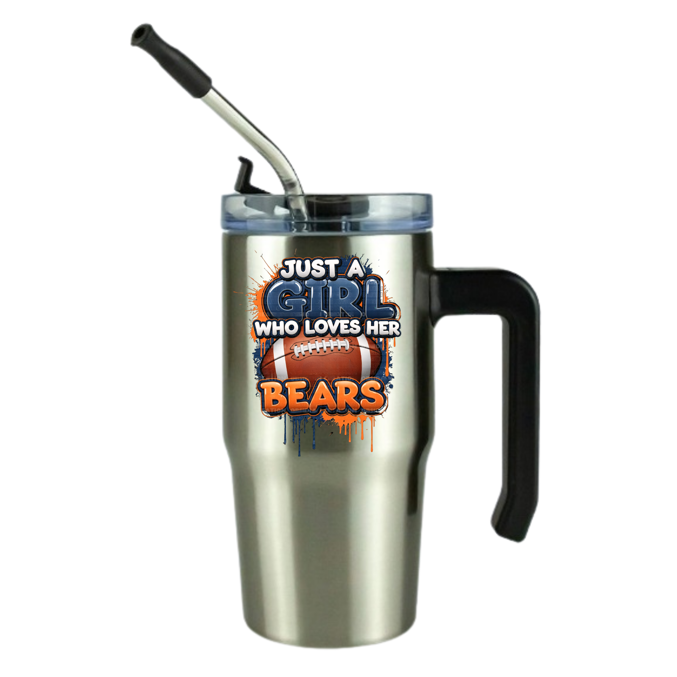 12oz Clear Grippy Football Travel Mug
