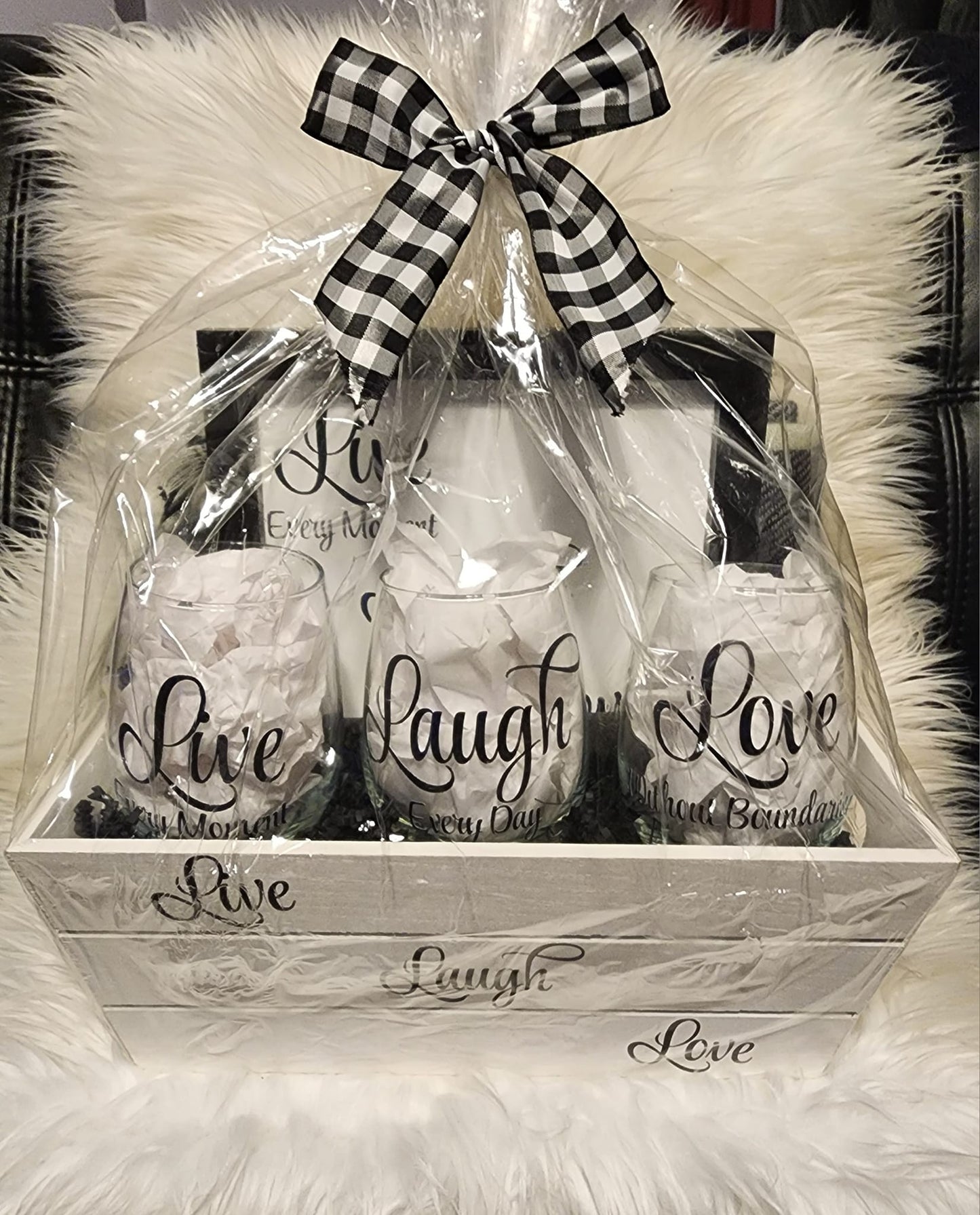 Live, Laugh, Love - Wine Glass & Shadowbox Set