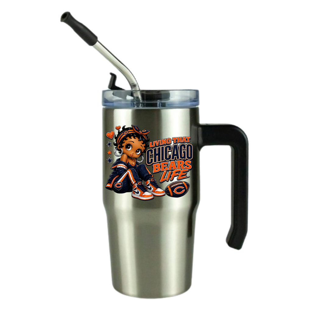 12oz Clear Grippy Football Travel Mug