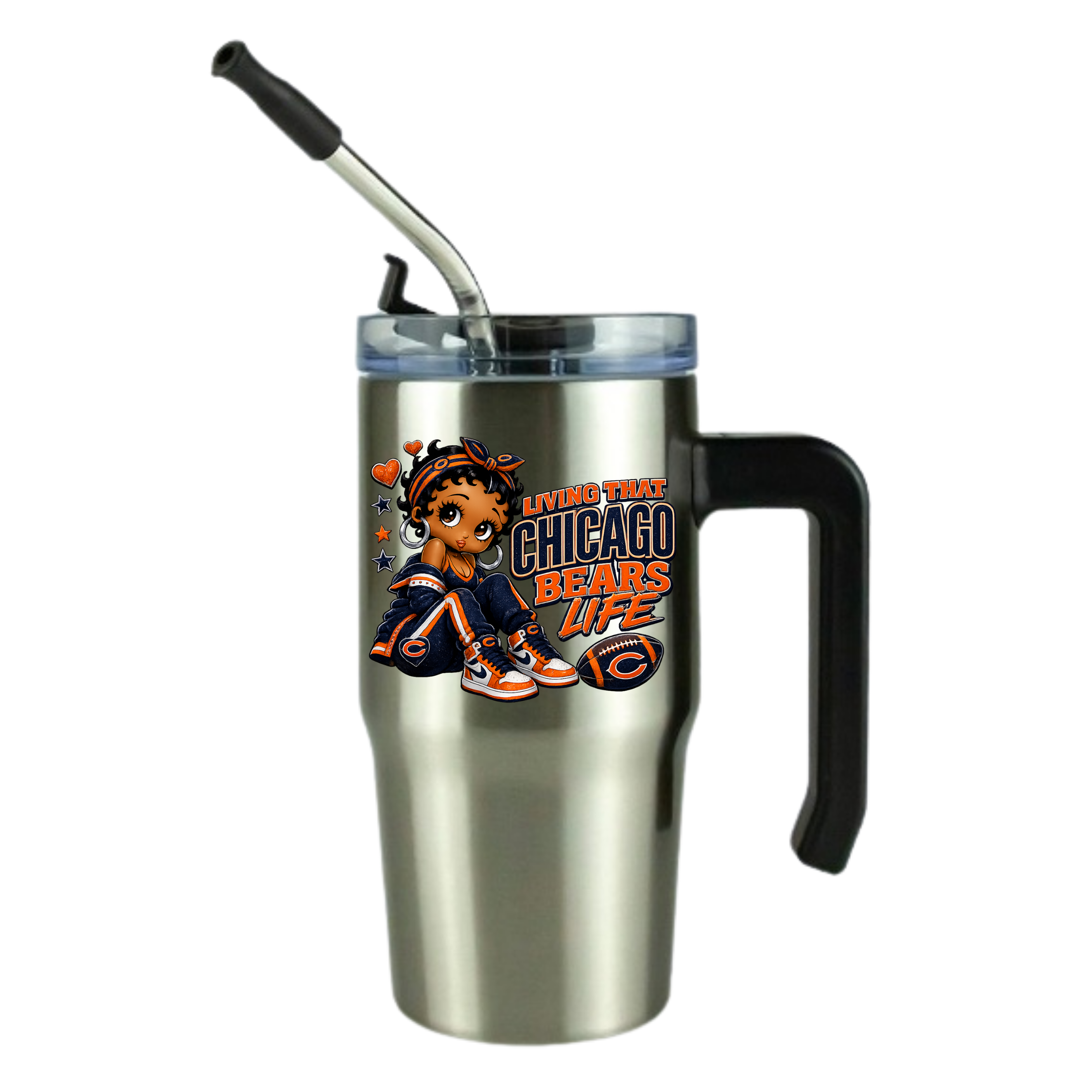 12oz Clear Grippy Football Travel Mug