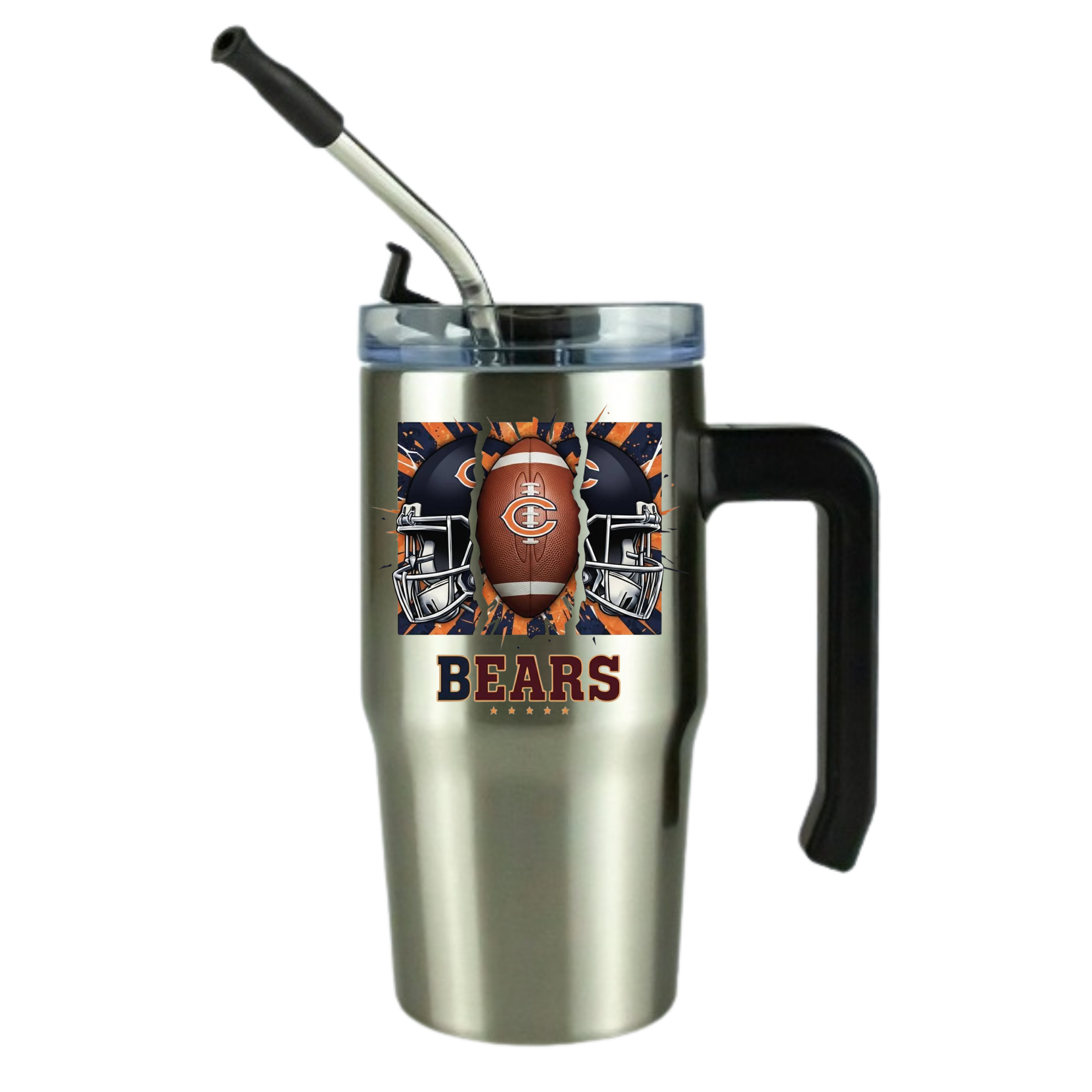 12oz Clear Grippy Football Travel Mug