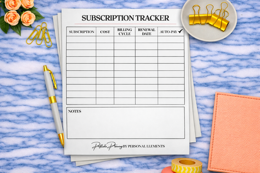 Subscription Tracker Page Inserts