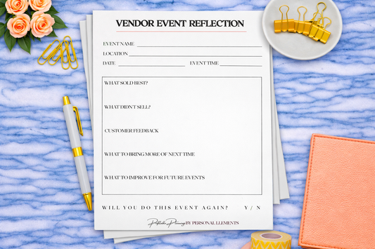Vendor Event Reflection Page Inserts